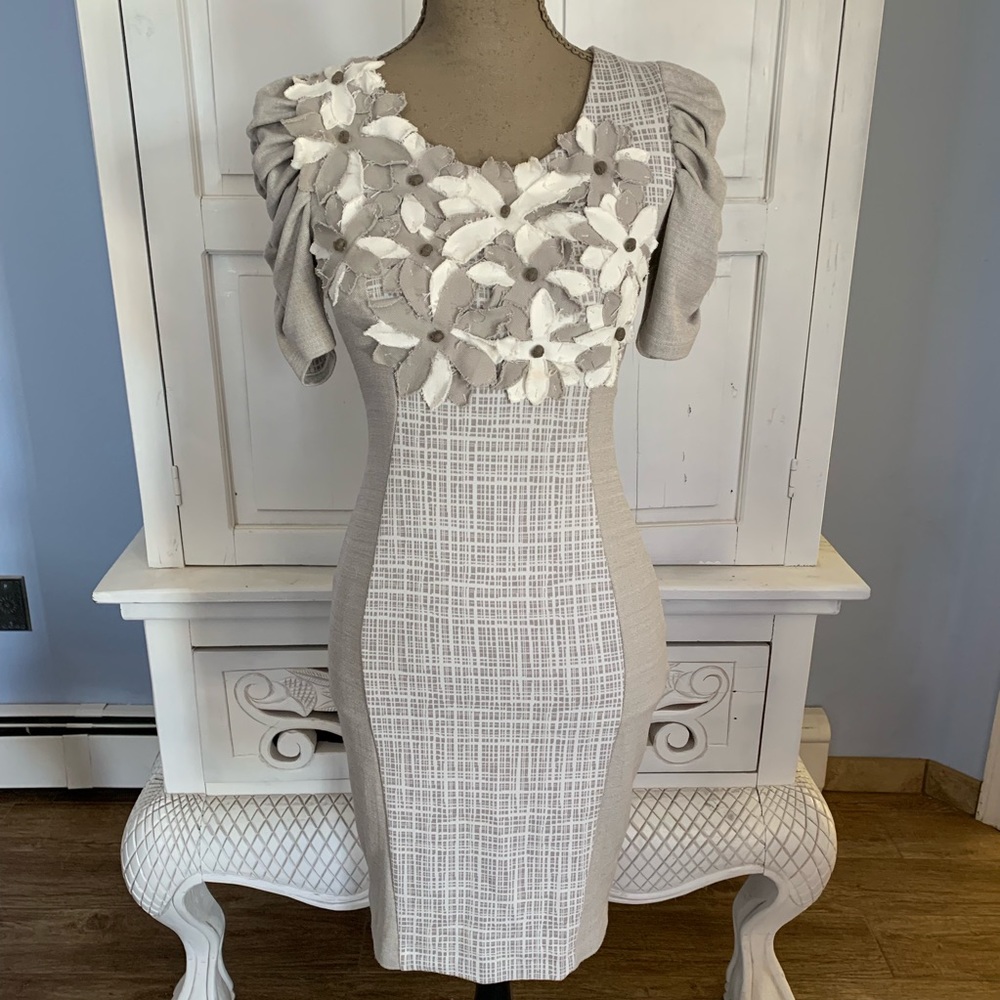 Rinascimento Italian Flower Appliqué Bodycon Dress